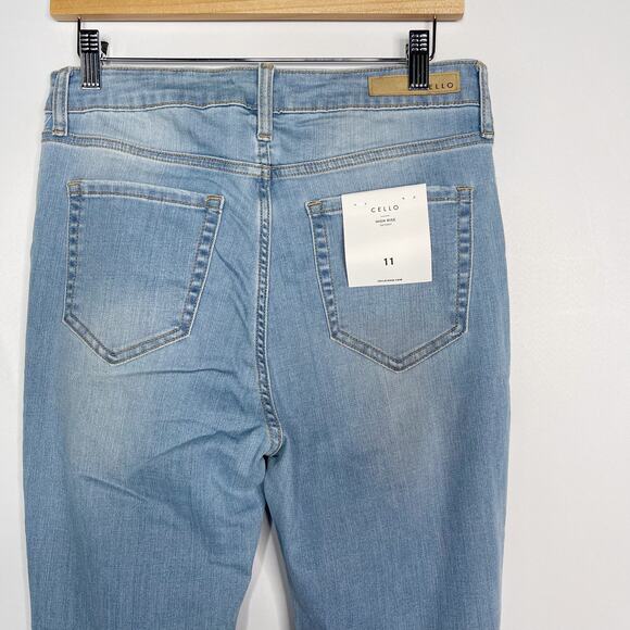 New Cello Size 9 Medium Wash Ripped High Rise Skinny Jeans Distressed Cotton - Picture 9 of 11